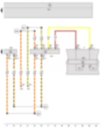 Электросхемa  SEAT ALTEA 2012 - Блок управления подушек безопасности - Диагностический интерфейс шин данных - Комбинация приборов - Контрольная лампа предупреждения о непристегнутых РБ - Контрольная лампа подушек безопасности