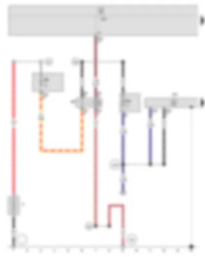 Wiring Diagram  SEAT ALTEA 2012 - Battery - Airbag control unit - Terminal 15 voltage supply relay 2