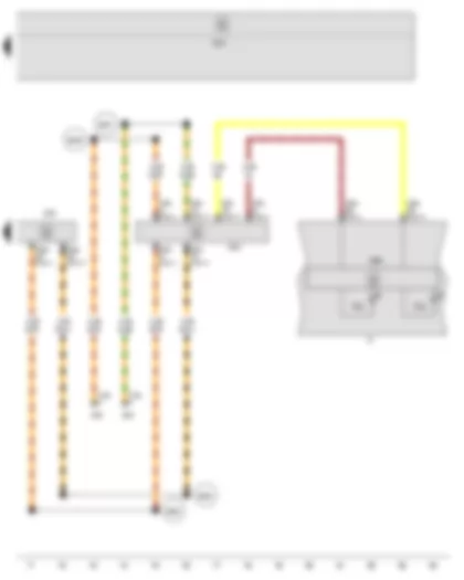Электросхемa  SEAT ALTEA 2012 - Блок управления подушек безопасности - Диагностический интерфейс шин данных - Комбинация приборов - Контрольная лампа предупреждения о непристегнутых РБ - Контрольная лампа подушек безопасности