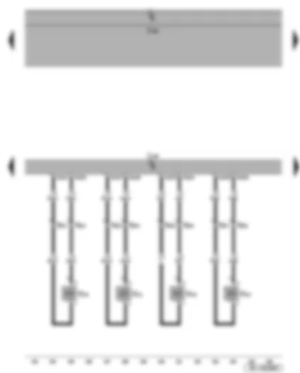 Wiring Diagram  SEAT ALTEA 2013 - Injector - cylinder 1 - injector - cylinder 2 - injector - cylinder 3 - injector - cylinder 4 - engine control unit