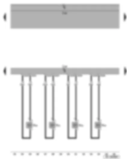Wiring Diagram  SEAT ALTEA 2015 - Injector - cylinder 1 - injector - cylinder 2 - injector - cylinder 3 - injector - cylinder 4 - engine control unit