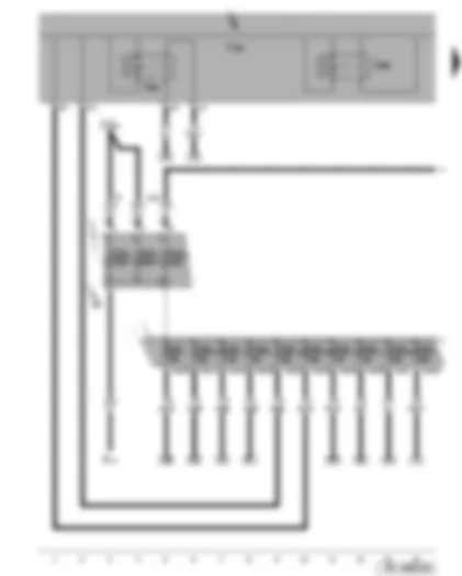 Wiring Diagram  SEAT ALTEA 2012 - Battery - fuses - terminal 30 voltage supply relay 2 - terminal 15 voltage supply relay 2 - onboard supply control unit