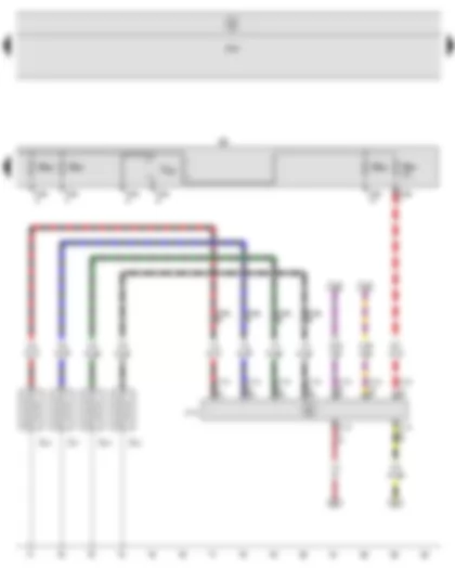 Wiring Diagram  SEAT ALTEA 2014 - Automatic glow period control unit - Glow plug 1 - Glow plug 2 - Glow plug 3 - Glow plug 4 - Fuse holder B - Push-in bridge