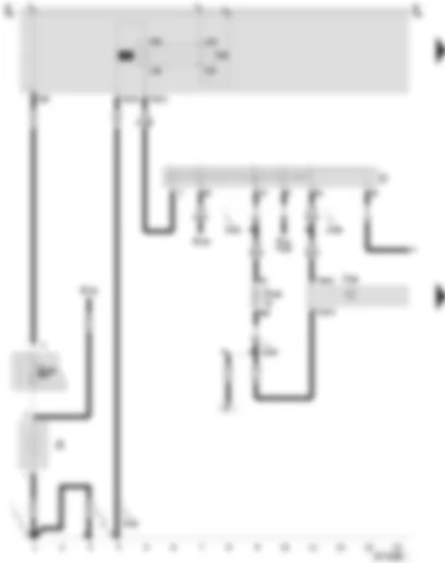 Wiring Diagram  SEAT AROSA 1998 - Battery - ignition/starter switch - relief relay for x contact - central locking control unit