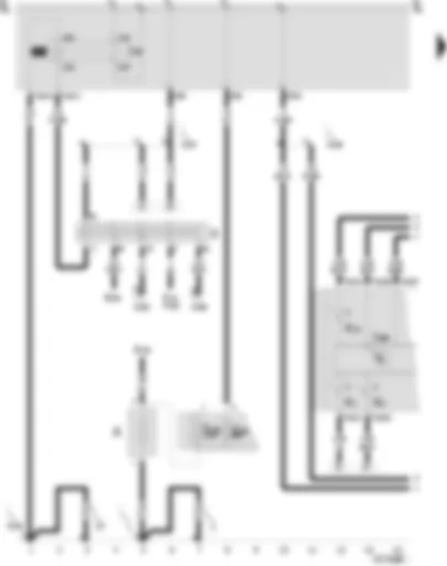 Wiring Diagram  SEAT AROSA 1998 - Control unit with display unit in dash panel insert - battery - ignition/starter switch - relief relay for x contact - main beam warning lamp - side light warning lamp
