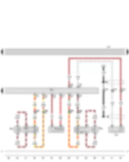 Wiring Diagram  SEAT EXEO SP 2010 - Navigation system with CD drive control unit - Amplifier - Rear left bass loudspeaker - Rear right bass loudspeaker - Rear left mid-range and treble loudspeaker - Rear right mid-range and treble loudspeaker - Internal microphone - Bass loudspeaker