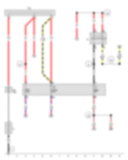 Wiring Diagram  SEAT EXEO 2009 - Battery - Ignition/starter switch - Fuse 1 on fuse holder C - Fuse 1 in fuse holder A - Fuse 6 on fuse holder C - Fuse 25 on fuse holder C - Terminal 30 wiring junction