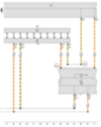 Wiring Diagram  SEAT EXEO 2009 - Steering angle sender - Onboard supply control unit - Steering column electronics control unit - Dash panel insert - Bulb failure warning lamp