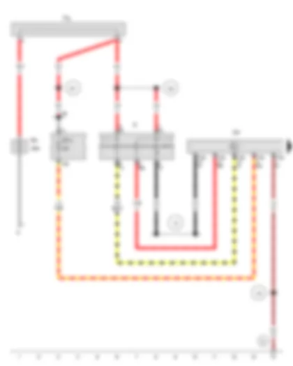 Wiring Diagram  SEAT EXEO 2009 - Battery - Ignition/starter switch - Steering column electronics control unit - Fuse 1 in fuse holder A - Fuse 13 on fuse holder C - Terminal 30 wiring junction