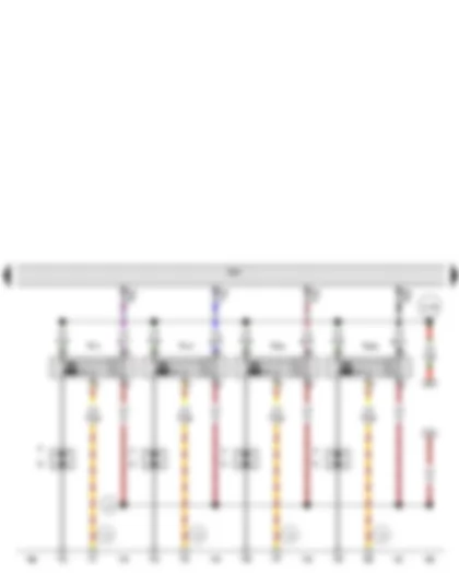 Wiring Diagram  SEAT EXEO 2010 - Engine control unit - Ignition coil 1 with output stage - Ignition coil 2 with output stage - Ignition coil 3 with output stage - Ignition coil 4 with output stage