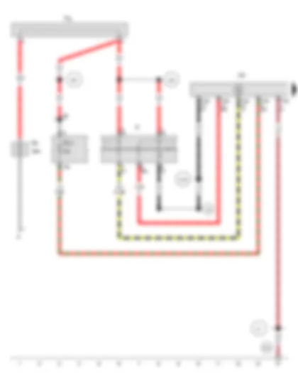 Wiring Diagram  SEAT EXEO 2013 - Battery - Ignition/starter switch - Steering column electronics control unit - Fuse 1 in fuse holder A - Fuse 13 on fuse holder C - Terminal 30 wiring junction