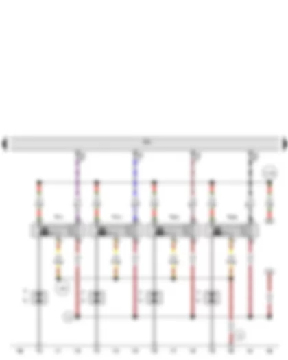 Wiring Diagram  SEAT EXEO 2011 - Ignition coil 1 with output stage - Ignition coil 2 with output stage - Ignition coil 3 with output stage - Ignition coil 4 with output stage