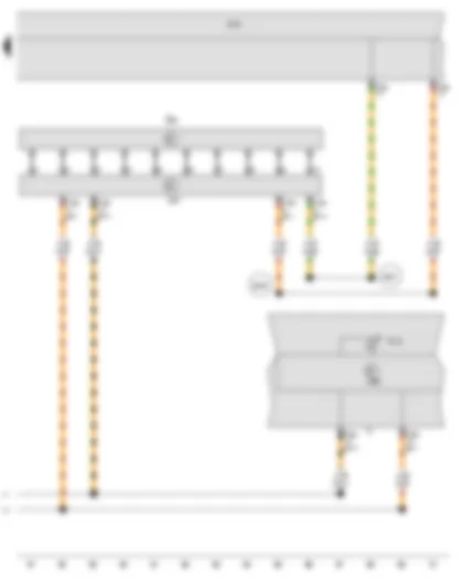 Wiring Diagram  SEAT EXEO 2011 - Steering angle sender - Onboard supply control unit - Steering column electronics control unit - Dash panel insert - Bulb failure warning lamp