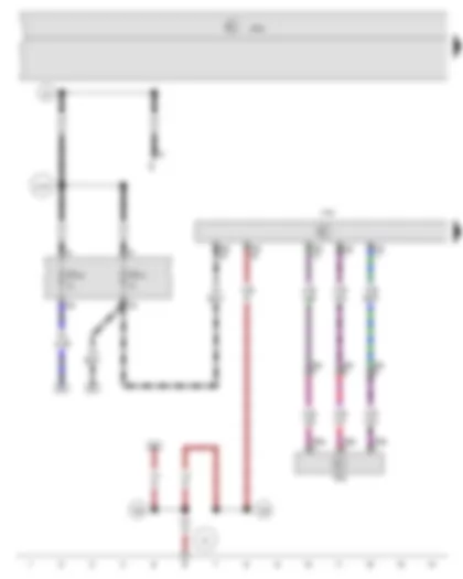 Wiring Diagram  SEAT EXEO 2013 - Rear left vehicle level sender - Onboard supply control unit - Control unit for cornering light and headlight range control - Fuse 10 on fuse holder C - Fuse 18 on fuse holder C