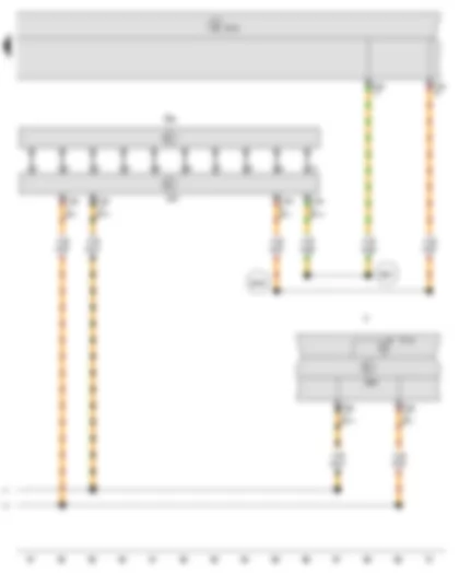 Wiring Diagram  SEAT EXEO 2013 - Steering angle sender - Onboard supply control unit - Steering column electronics control unit - Dash panel insert - Bulb failure warning lamp