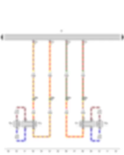 Wiring Diagram  SEAT EXEO 2013 - Radio - Rear left bass loudspeaker - Rear right bass loudspeaker - Rear left mid-range and treble loudspeaker - Rear right mid-range and treble loudspeaker