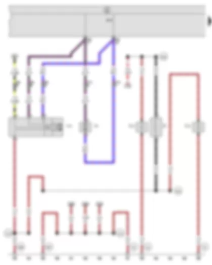 Wiring Diagram  SEAT EXEO 2013 - Window aerial suppression filter - Onboard supply control unit - Washer pump - Rear window wiper motor - Heated rear window