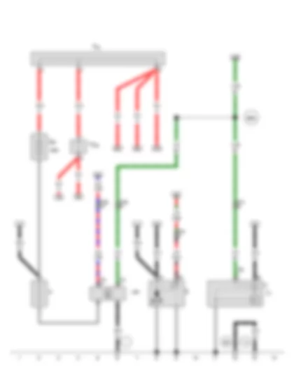 Wiring Diagram  SEAT EXEO 2013 - Battery - Starter - Alternator - Voltage regulator - Battery monitor control unit - Fuse 1 in fuse holder A - Terminal 30 wiring junction - Terminal 30 wiring junction 2