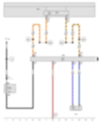 Wiring Diagram  SEAT IBIZA 2009 - Ignition/starter switch - Rear parking aid warning buzzer - Parking aid control unit - Onboard supply control unit - Data bus diagnostic interface