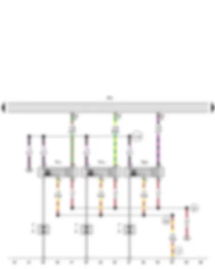 Wiring Diagram  SEAT IBIZA 2008 - Engine control unit - Ignition coil 1 with output stage - Ignition coil 2 with output stage - Ignition coil 3 with output stage - Spark plug connector