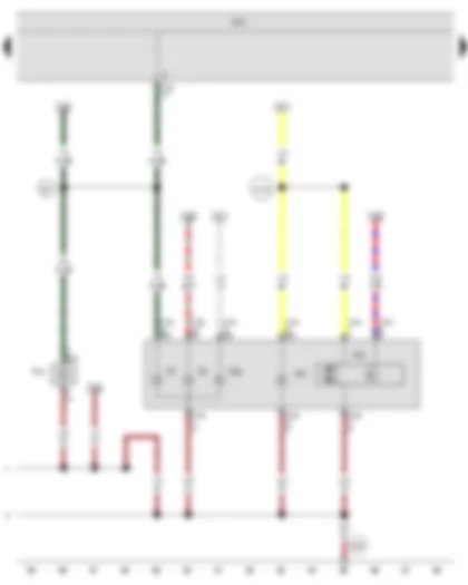 Wiring Diagram  SEAT IBIZA 2009 - Onboard supply control unit - Right side light bulb - Front right turn signal bulb - Right turn signal repeater bulb - Right headlight dipped beam bulb - Right headlight main beam bulb - Right headlight range control motor