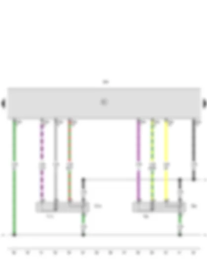 Wiring Diagram  SEAT IBIZA 2009 - Potentiometer for temperature flap control motor - Potentiometer for air recirculation flap control motor - Climatronic control unit - Temperature flap control motor - Air recirculation flap control motor