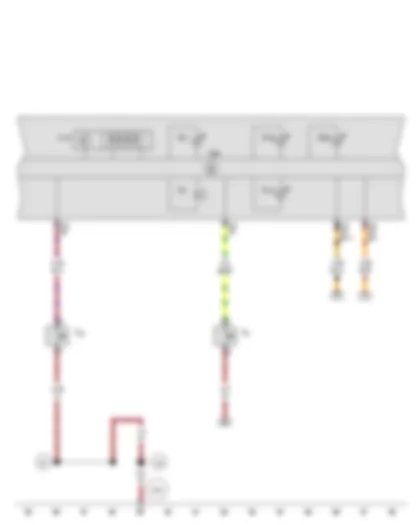 Wiring Diagram  SEAT IBIZA 2013 - Handbrake warning switch - Brake fluid level warning contact - Multifunction indicator - Control unit in dash panel insert - ABS warning lamp - ESP and TCS warning lamp