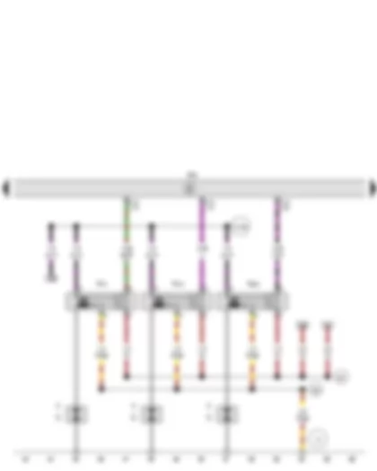 Wiring Diagram  SEAT IBIZA 2012 - Engine control unit - Ignition coil 1 with output stage - Ignition coil 2 with output stage - Ignition coil 3 with output stage - Spark plug connector