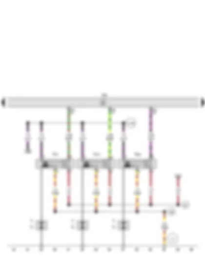 Wiring Diagram  SEAT IBIZA 2011 - Engine control unit - Ignition coil 1 with output stage - Ignition coil 2 with output stage - Ignition coil 3 with output stage - Spark plug connector