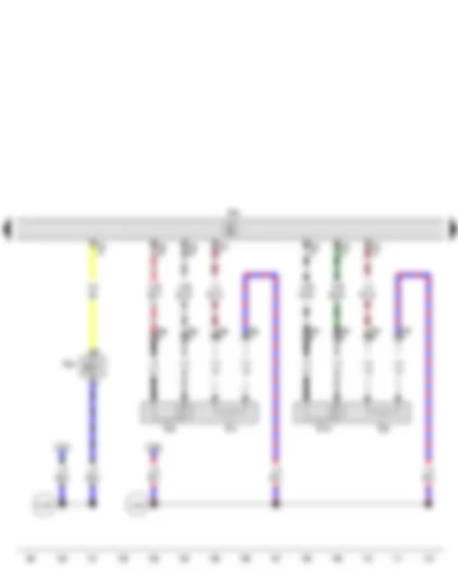 Wiring Diagram  SEAT IBIZA 2012 - Lambda probe - Lambda probe after catalytic converter - Engine control unit - Activated charcoal filter solenoid valve 1