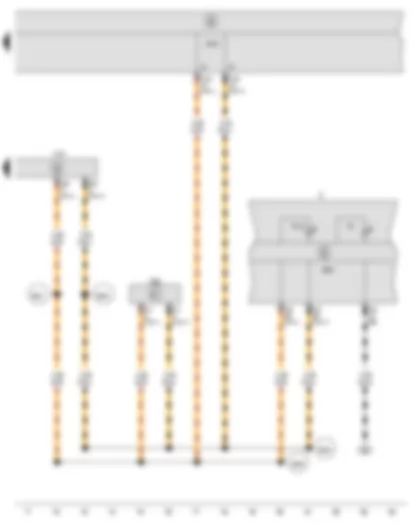 Wiring Diagram  SEAT IBIZA 2011 - Steering angle sender - Onboard supply control unit - Control unit for cornering light and headlight range control - Dash panel insert - Main beam warning lamp - Bulb failure warning lamp