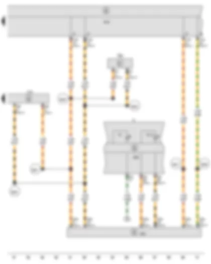 Wiring Diagram  SEAT IBIZA 2012 - Steering angle sender - Onboard supply control unit - Control unit for cornering light and headlight range control - Dash panel insert - Main beam warning lamp - Bulb failure warning lamp