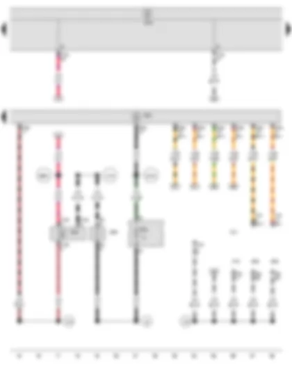 Wiring Diagram  SEAT IBIZA 2011 - Onboard supply control unit - Voltage stabiliser - Data bus diagnostic interface - Starter relay 1 - Fuse 4 on fuse holder C - Diagnostic connection