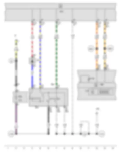 Wiring Diagram  SEAT IBIZA 2013 - Cruise control system switch - Cruise control system (CCS) SET button - Automatic distance control system diode - Control unit in dash panel insert - Onboard supply control unit