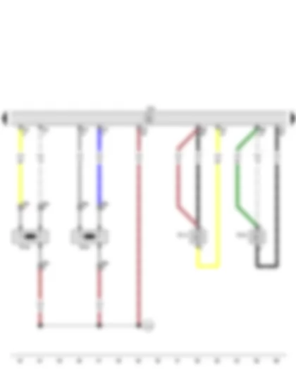 Wiring Diagram  SEAT IBIZA 2011 - Side airbag crash sensor on driver side - Side airbag crash sensor on front passenger side - Airbag control unit - Side airbag igniter on driver side - Side airbag igniter on front passenger side