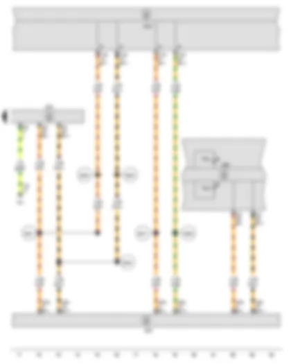 Wiring Diagram  SEAT IBIZA 2012 - Airbag control unit - Onboard supply control unit - Data bus diagnostic interface - Seat belt warning system warning lamp - Airbag warning lamp