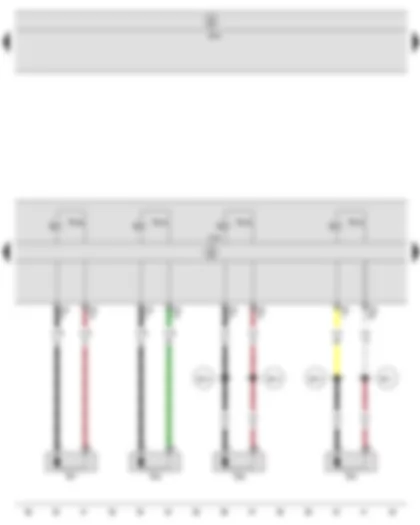 Wiring Diagram  SEAT IBIZA 2014 - Rear right speed sensor - Front right speed sensor - ABS control unit - Rear right ABS inlet valve - Rear left ABS inlet valve - Rear left ABS outlet valve