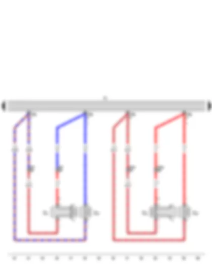 Wiring Diagram  SEAT IBIZA 2013 - Radio - Front left treble loudspeaker - Front left bass loudspeaker - Front right treble loudspeaker - Front right bass loudspeaker