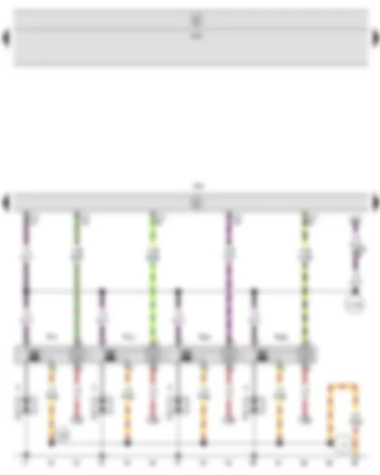 Wiring Diagram  SEAT IBIZA 2008 - Motronic control unit - Ignition coil 1 with output stage - Ignition coil 2 with output stage - Ignition coil 3 with output stage - Ignition coil 4 with output stage - Spark plug connector - Spark plugs