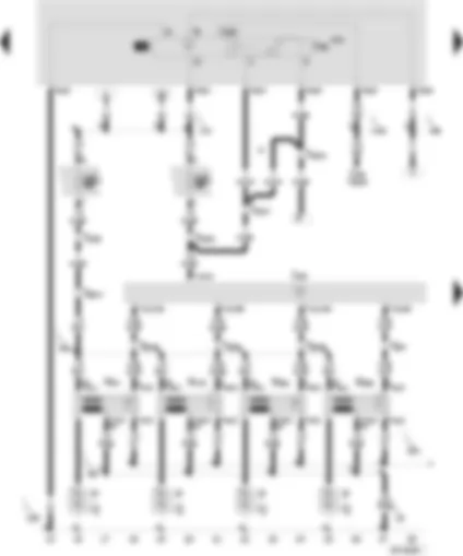 Wiring Diagram  SEAT IBIZA 2001 - Motronic control unit - ignition coils with output stage 1 - 2 - 3 and 4 - fuel shut-off control unit (Crash)