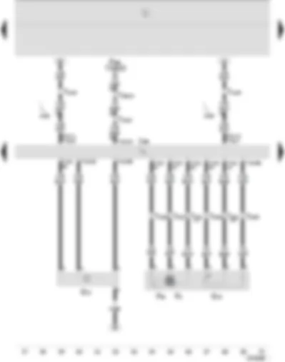 Wiring Diagram  SEAT IBIZA 2002 - Diesel direct injection system control unit - air mass meter - kick-down switch - idling switch - accelerator pedal position sender