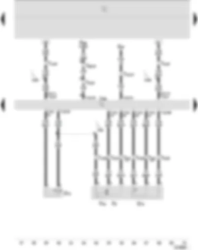 Wiring Diagram  SEAT IBIZA 2009 - Diesel direct injection system control unit - intake air temperature sender - kick–down switch - idling switch - accelerator pedal position sender