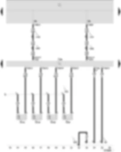 Wiring Diagram  SEAT IBIZA 2003 - Climatronic control unit - fresh air intake duct temperature sensor - evaporator outflow temperature sender - vent temperature sender - centre