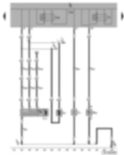 Wiring Diagram  SEAT LEON 2006 - Onboard supply control unit - heated rear window relay - double washer pump relay 1 - washer pump - rear window wiper motor - heated rear window - high level brake light bulb