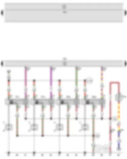 Wiring Diagram  SEAT LEON 2010 - Engine control unit - Ignition coil 1 with output stage - Heater element for crankcase breather - Ignition coil 2 with output stage - Ignition coil 3 with output stage - Ignition coil 4 with output stage - Spark plug connector - Spark plugs