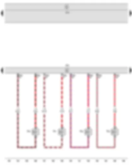 Wiring Diagram  SEAT LEON 2009 - Engine control unit - Injector - cylinder 1 - Injector - cylinder 2 - Injector - cylinder 3 - Injector - cylinder 4