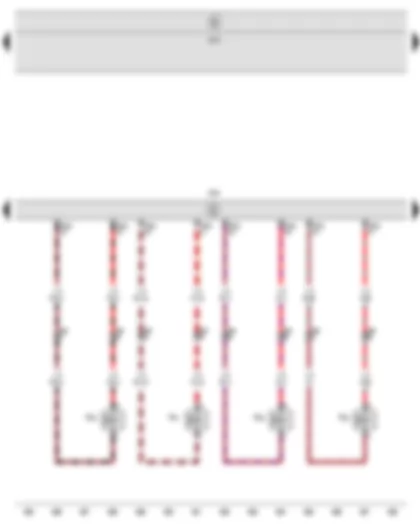 Wiring Diagram  SEAT LEON 2009 - Engine control unit - Injector - cylinder 1 - Injector - cylinder 2 - Injector - cylinder 3 - Injector - cylinder 4