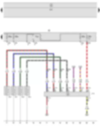 Wiring Diagram  SEAT LEON 2009 - Automatic glow period control unit - Glow plug 1 - Glow plug 2 - Glow plug 3 - Glow plug 4 - Fuse holder B - Push-in bridge