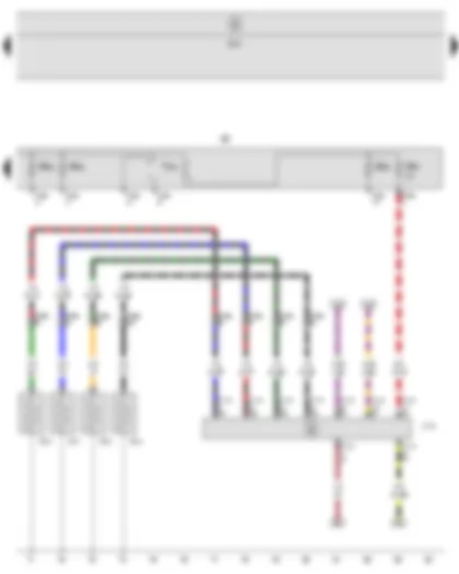 Wiring Diagram  SEAT LEON 2009 - Automatic glow period control unit - Glow plug 1 - Glow plug 2 - Glow plug 3 - Glow plug 4 - Fuse holder B - Push-in bridge