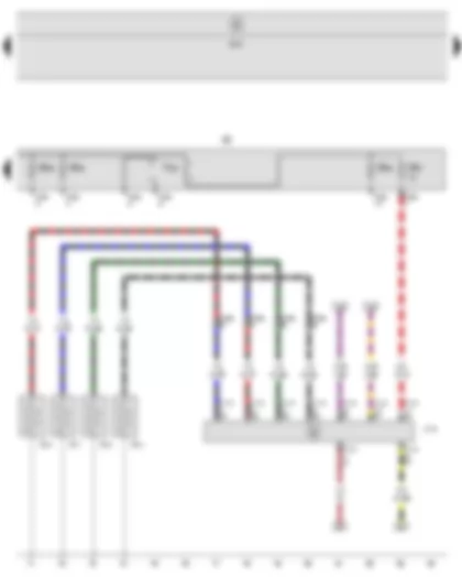 Wiring Diagram  SEAT LEON 2009 - Automatic glow period control unit - Glow plug 1 - Glow plug 2 - Glow plug 3 - Glow plug 4 - Fuse holder B - Push-in bridge